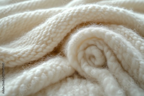 Weiche, handgestrickte Wolltextur in Cremefarben

