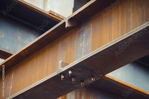 Rusty Steel Industrial Beams Construction Strong Metal Structure Robust Industrial Design Heavy Duty Metalwork Beams Engineering Architecture Background Brown  