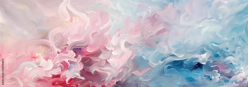 Fototapeta premium Abstract art painting of light pink, red and blue colors