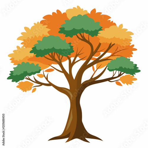paperbark maple tree vector illustration