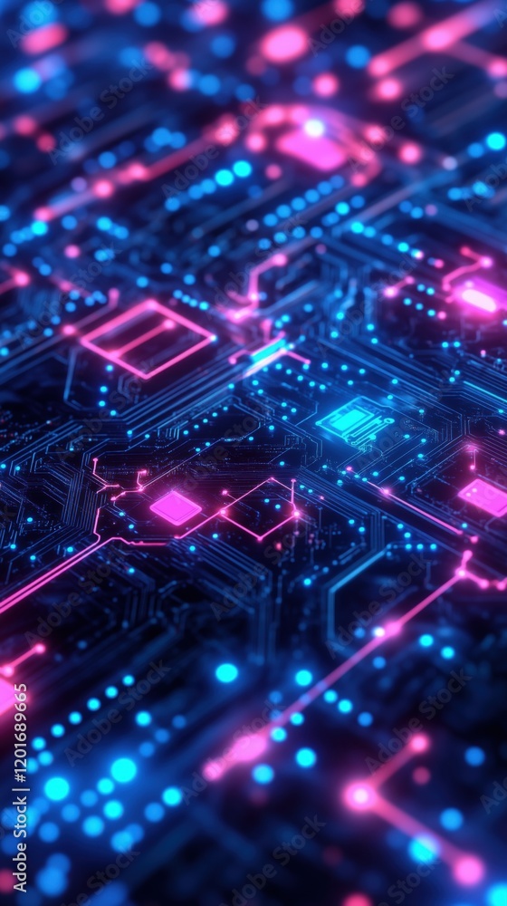 Fototapeta premium A glowing circuit board pattern representing innovation, digital culture, and the future of technology, Explore the beauty of technology: 