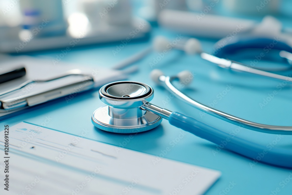 Φωτογραφία Stethoscope lying on doctor's desk symbolizing healthcare and medical examinatio