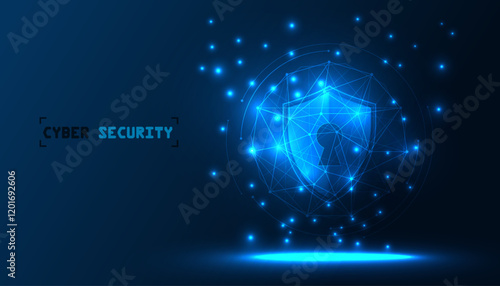 Cyber security vector background, shield lock in futuristic Concept of internet privacy and cyber protection