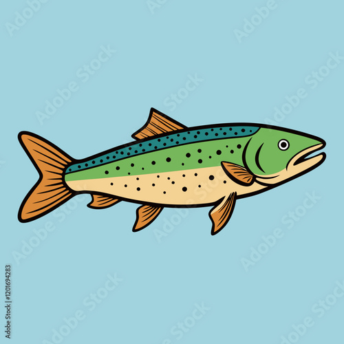 trout fish on white