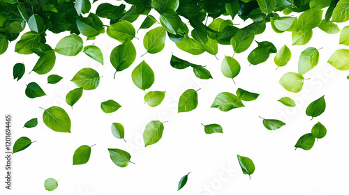 Falling Green Leaves Nature Background Image