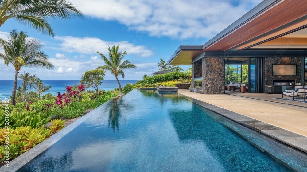 Luxurious beachfront villa with large rectangular swimming pool located just steps from the shoreline background wallpaper AI generated image Luxurious beachfront villa with large rectangular swimming pool located just steps from the shoreline background wallpaper AI generated image