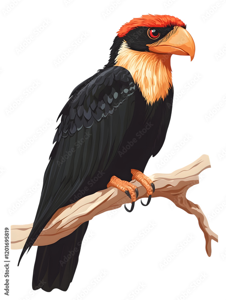 Obraz premium Bird, Southern Caracara, Amazon, Forest, Pantanal, Amazon Rainforest, Nature, Art, Image with Transparent Background PNG, for Stickers, T-Shirt Print, Cap, Mug, Flip Flops, Mousepad, Transparent PNG