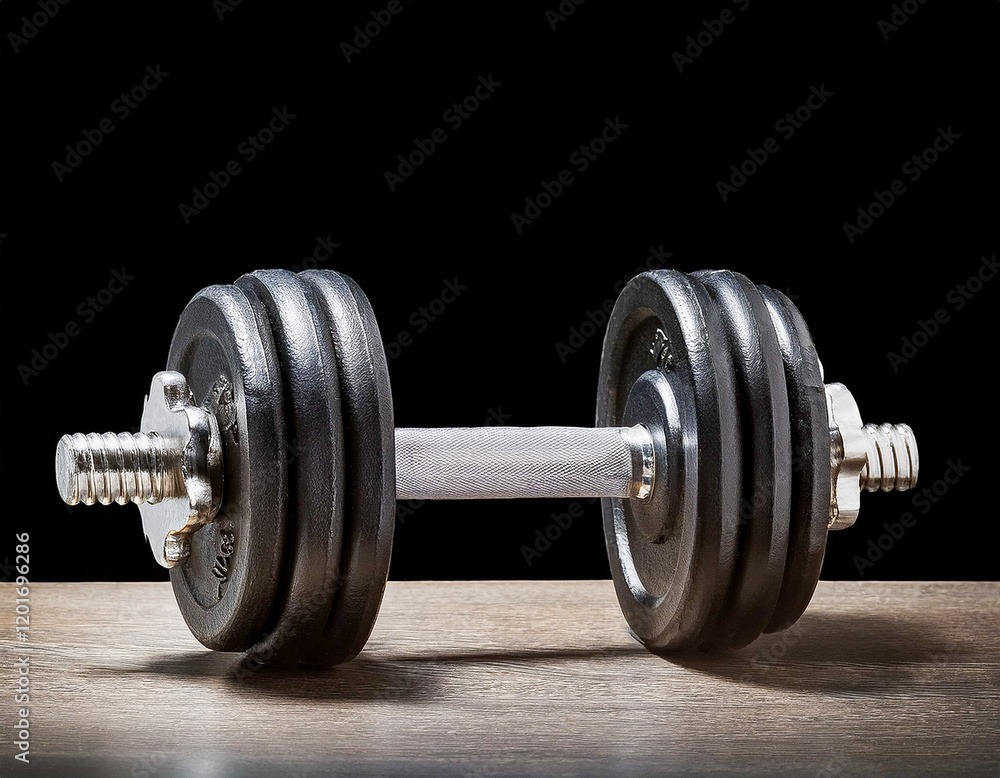 Naklejka premium Black dumbbell isolated on transparent background 