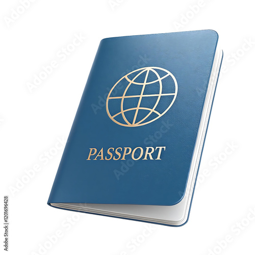 Modern Blue passport isolated on white background. Blue passport with biometrics . White background photo