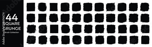 Big Set of rectangular grunge template backgrounds. Black square shapes with ripped jagged borders on white background. Vintage grunge boxes for collage, text, banner, sticker design.