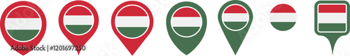 Free Download set vector Location pin hungary flag icon. Country location symbol Map markers design template illustration - GFXLoad