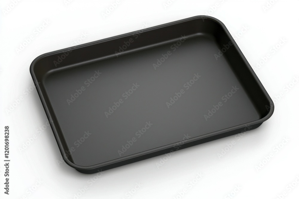 Non-Stick Baking Tray: A dark gray, rectangular non-stick baking tray with slightly raised edges, shown from above, no background Non-Stick Baking Tray: A dark gray, rectangular non-stick baking tray with slightly raised edges, shown from above, no background