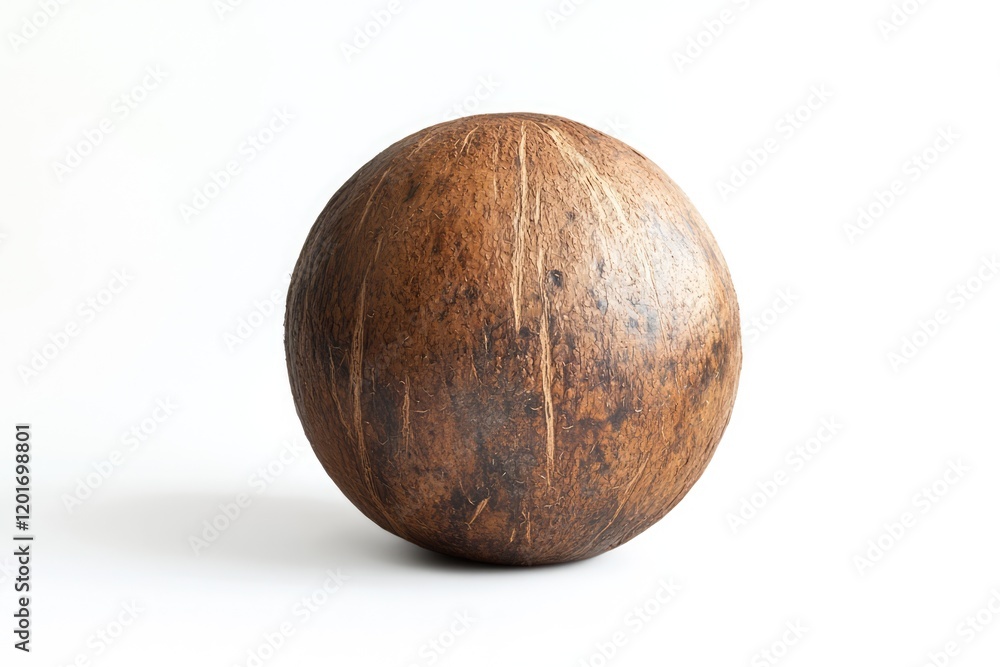 A Single Brown Coconut on White Background A Single Brown Coconut on White Background