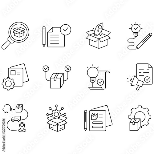 Product development icons set. Set of editable stroke icons.Set of Product development
