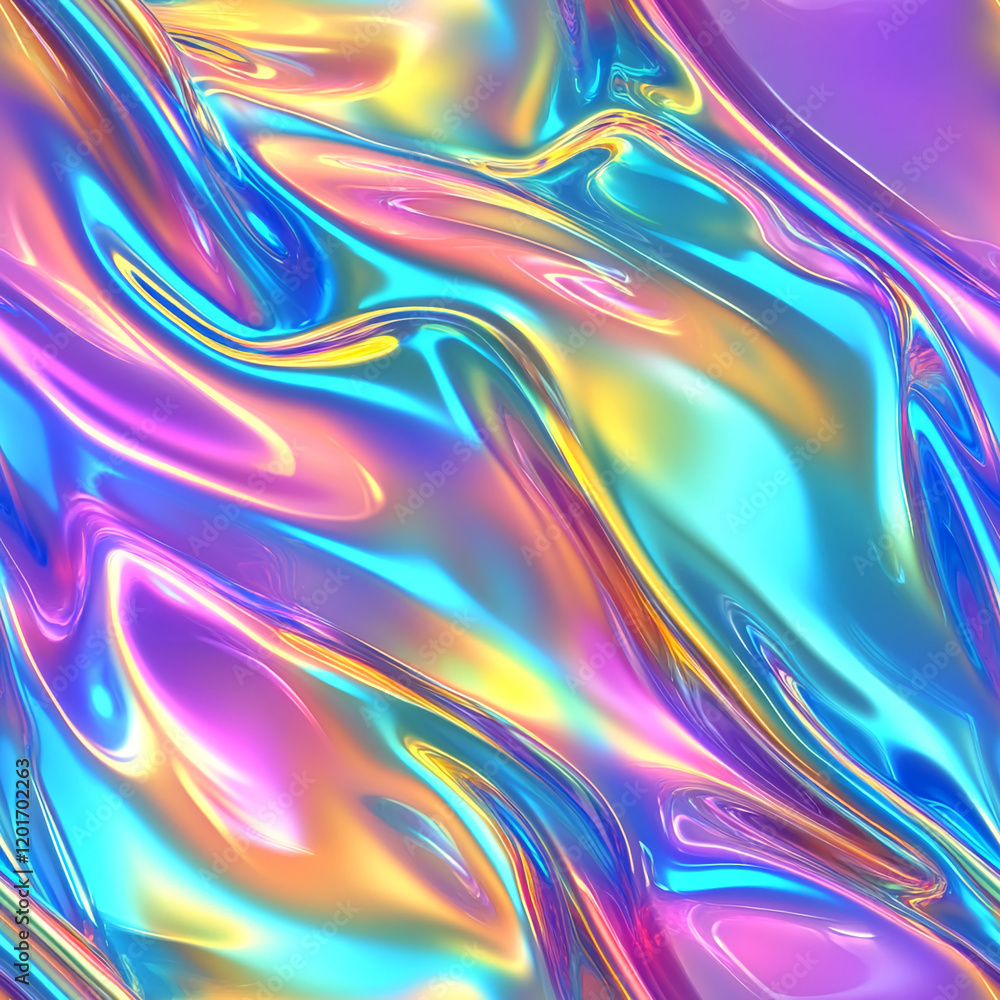 Fototapeta premium Vibrant Iridescent Texture with Flowing Pastel Colors