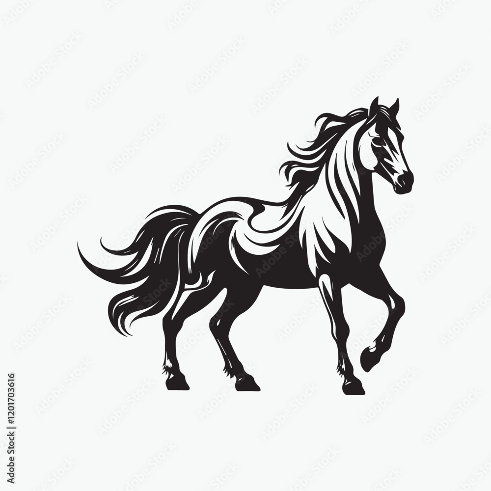 powerful wind rider horse silhouette vector line art iconic powerful wind rider horse silhouette vector line art iconic