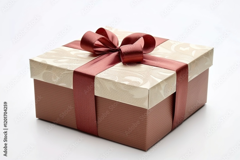 Obraz premium Gift box on white background. Perfect gift package for Birthday, Christmas, Valentine's Day, Wedding, Holiday, New Year, Party. To guests, family, friends, valentine.