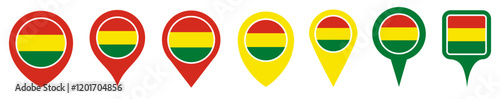 Free Download set vector Location pin bolivia flag icon. Country location symbol Map markers design template illustration - GFXLoad