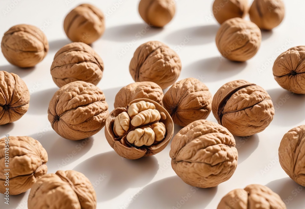 A Captivating Close-Up of Uncracked Walnuts in Stunning Splitlight A Captivating Close-Up of Uncracked Walnuts in Stunning Splitlight