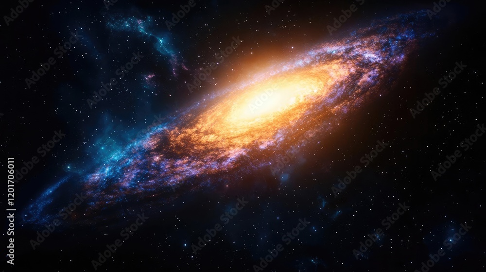 Fototapeta premium Spiral Galaxy in Space, Cosmic Dust and Stars. Science Background