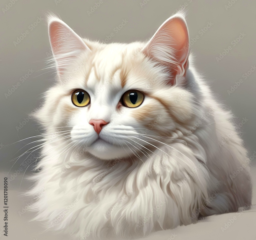 Fototapeta premium Illustration of fluffy cat.