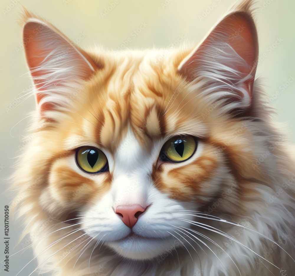 Fototapeta premium Illustration of fluffy cat.