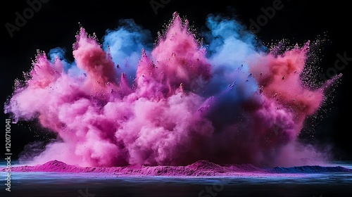 Pink and Blue Powder Explosion Dramatic Artistic Visual