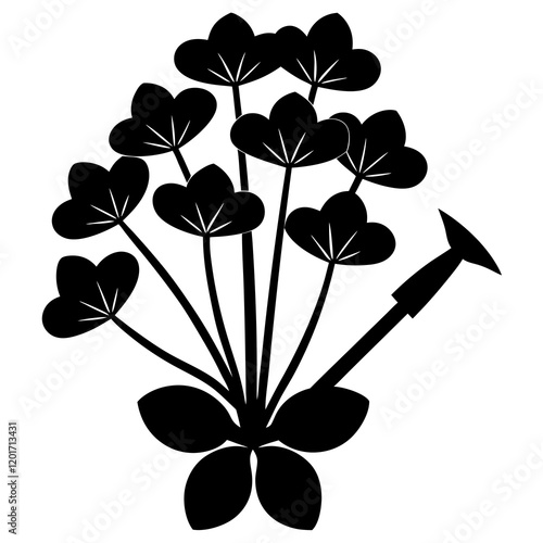 miner's lettuce silhouette vector illustration photo