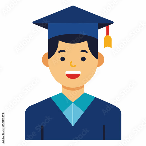 A student wearing a graduate silhouette vector illustration
