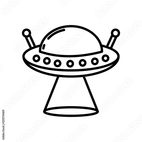 UFO Outline Icon, Vector illustration