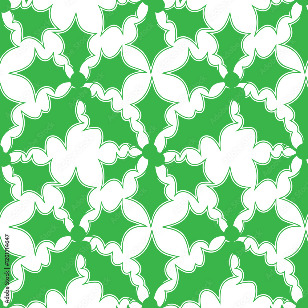 Fototapeta premium Vector seamless pattern of flat Christmas holly berry isolated on white background