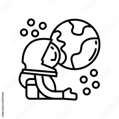 Space Tourism Outline Icon, Vector illustration