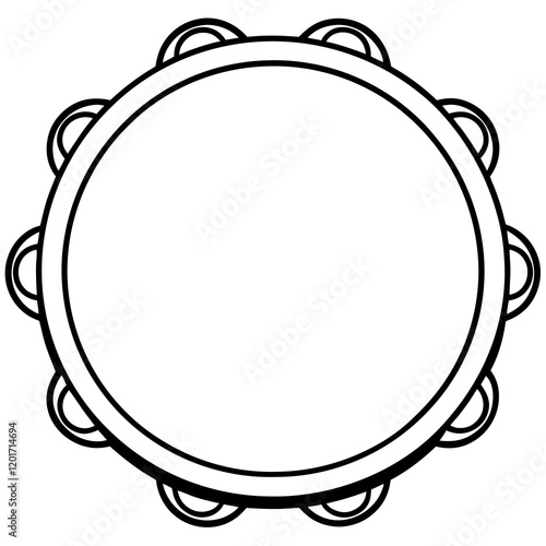 tambourine line art vector illustration
