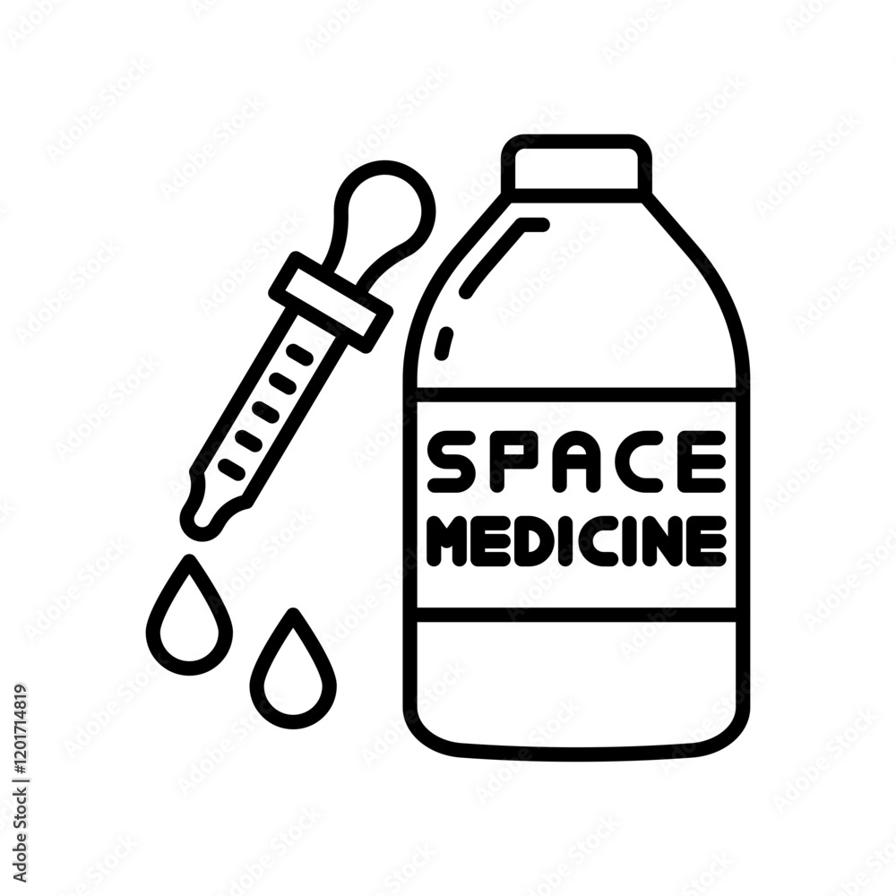 Fototapeta premium Space Medicine Outline Icon, Vector illustration