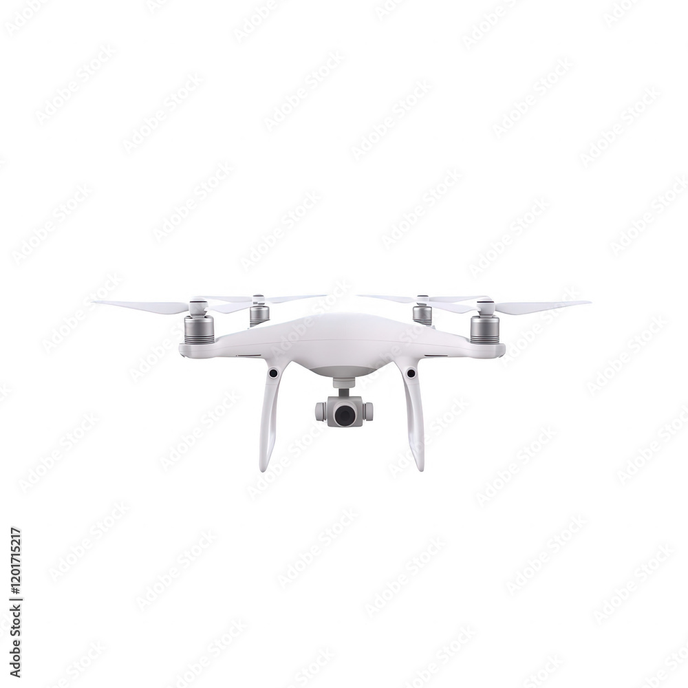 A white drone with propellers ready for flight and capturing stunning aerial views., isolated on a transparent background. A white drone with propellers ready for flight and capturing stunning aerial views., isolated on a transparent background.