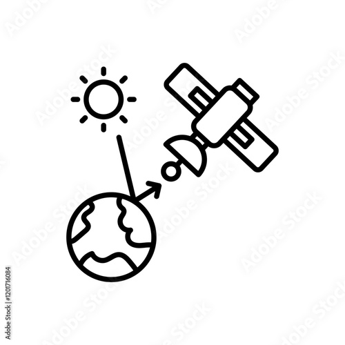 Remote Sensing Satellite Outline Icon, Vector illustration