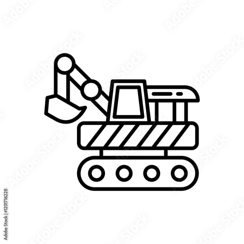 Space Mining Equipment Outline Icon, Vector illustration