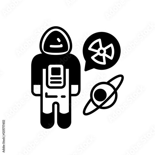 Cosmic Radiation Glyph Icon, Vector illustration