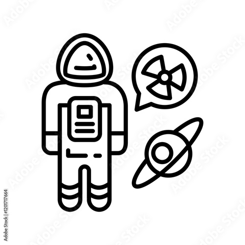 Cosmic Radiation Outline Icon, Vector illustration
