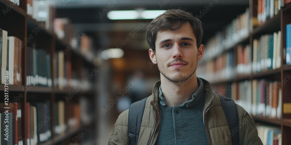 Studious Young Man in Library Studious Young Man in Library