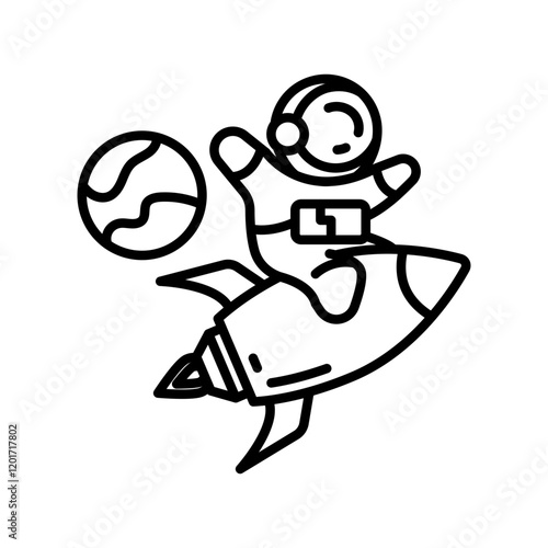 Space Flight Outline Icon, Vector illustration