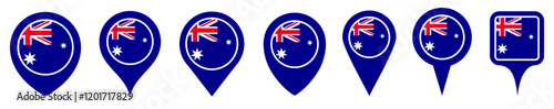 set vector Location pin australia flag icon. Country location symbol Map markers design template illustration