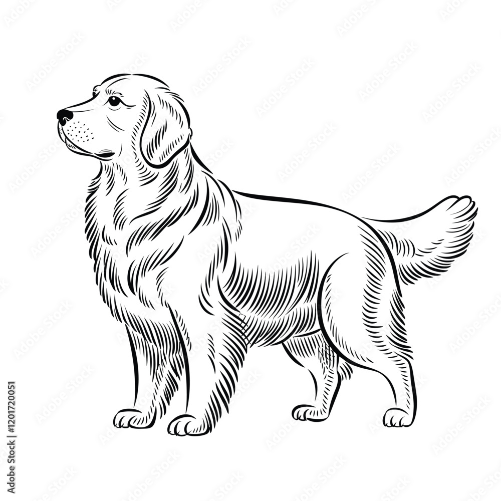 Fototapeta premium Golden Retriever dog Silhouette vector art