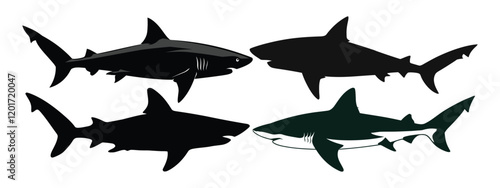 Shark Silhouettes with white background