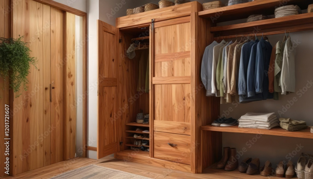 Aromatic cedar block hanging in a traditional wooden closet, aromatic woods, wood background, natural closets Aromatic cedar block hanging in a traditional wooden closet, aromatic woods, wood background, natural closets