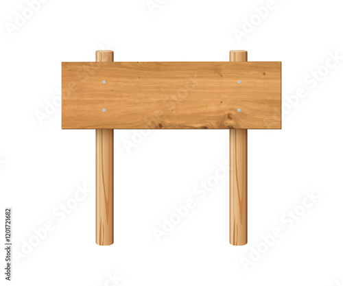 3d wooden signboard vector illustration. Realistic wood sign post. Blank arrow with wood texture, plywood road pointer. City guidance.
