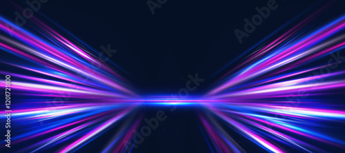 Colored light trails long exposure effect with moving blur, abstract vector illustration.