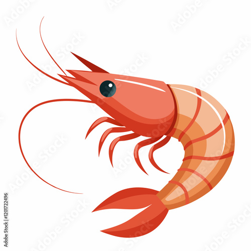 Minimalist Shrimp Vector on White Background