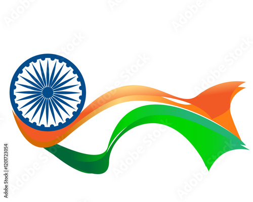 National Indian flag ribbon. Curly ribbon on white background. Vector illustration.	26 January republic day  and independence day of india