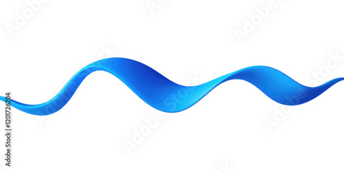 Abstract Blue Wave Fluid Dynamic Curve 3D Render Smooth Swirl Digital Art Background